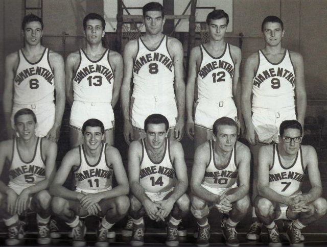 Formazione del Simmenthal 1964-65: in piedi Vianello, G. Ongaro, Masini, Longhi, Vittori, accosciati Iellini, Maggini, Binda, Riminucci , Pieri. 